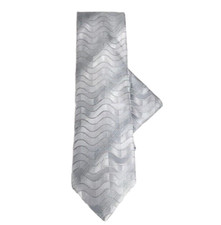 St Patrick Men's Tie and Hanky Set Silver 100 Microfiber Plaids Lines 3.5" Wide