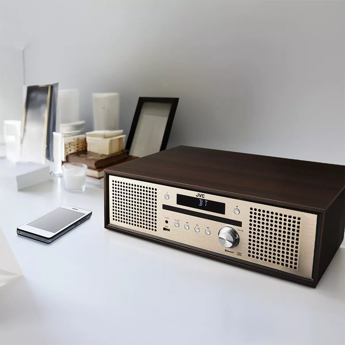JVC NX-W30 Compact Stereo System Bluetooth Walnut Wood JVC NX-W30 Compact Stereo System Bluetooth Walnut Wood