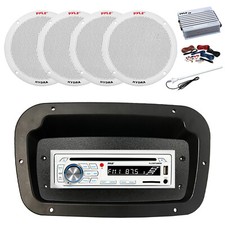 Pyle Marine CD Radio,Adapter,Spa Bezel, Ant,Amp,Kit, 4x 6.5'' 400W White Speaker