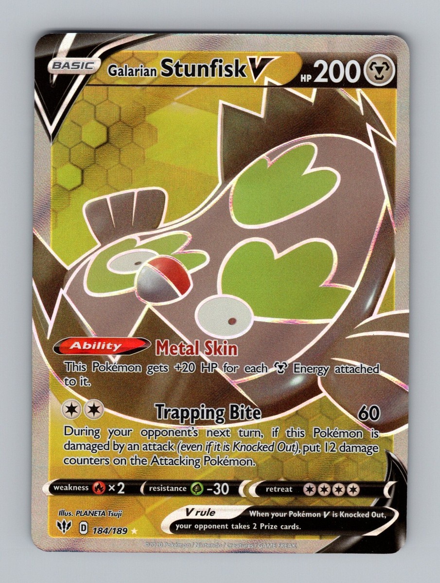 Galarian Stunfisk V 184/189 SWSH Darkness Ablaze Full Art Holo