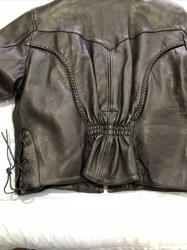 Zony Inc Women's Black Fringe Leather Full Zip Motorcycle Jacket Cost 3XL Lined - Picture 16 of 21