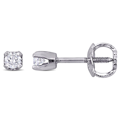 Amour 14k Weißgold 1/10ct TDW Diamant Baby Ohrstecker für Kinder