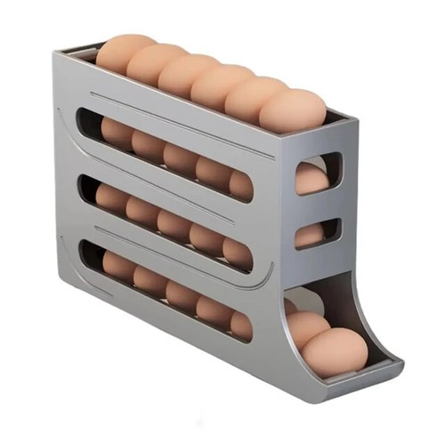 Roll down Refrigerator Egg Dispenser Auto Rolling Egg Holder Storage Rack 4-Tier - Picture 7 of 9