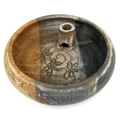 Handmade Studio Pottery Flower Frog Ikebana Stoneware Bowl   Signed