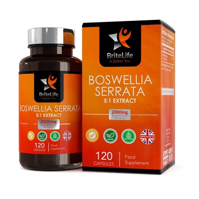 Boswellia Serrata Weihrauch Extrakt 2000 Mg – 120 Vegane Kapseln, 5:1 Extrakt, Aus UK