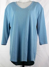 Seg'ments Blue 3/4 Sleeve Tencel/Polyester V-Neck Shirt Women's XXL Segments