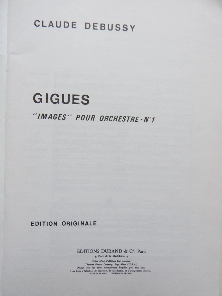 Debussy - Gigues - Images pour Orchestre No 1 study score Editions Durand - Image 2 of 3