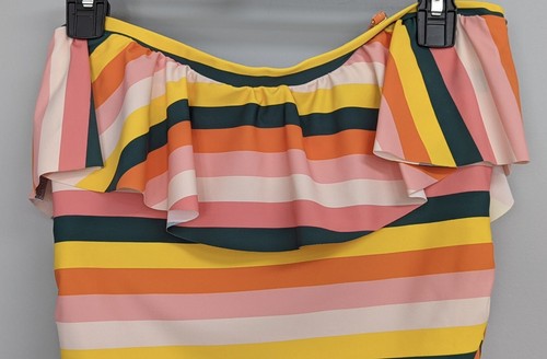 LIME RICKI Striped One Piece Swimsuit Womens XL Strapless Or Strap Orange NWT - Picture 4 of 8