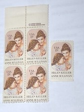 #1824 – 1980 15c Helen Keller and Anne Sullivan - ( Block and Single) Free Ship