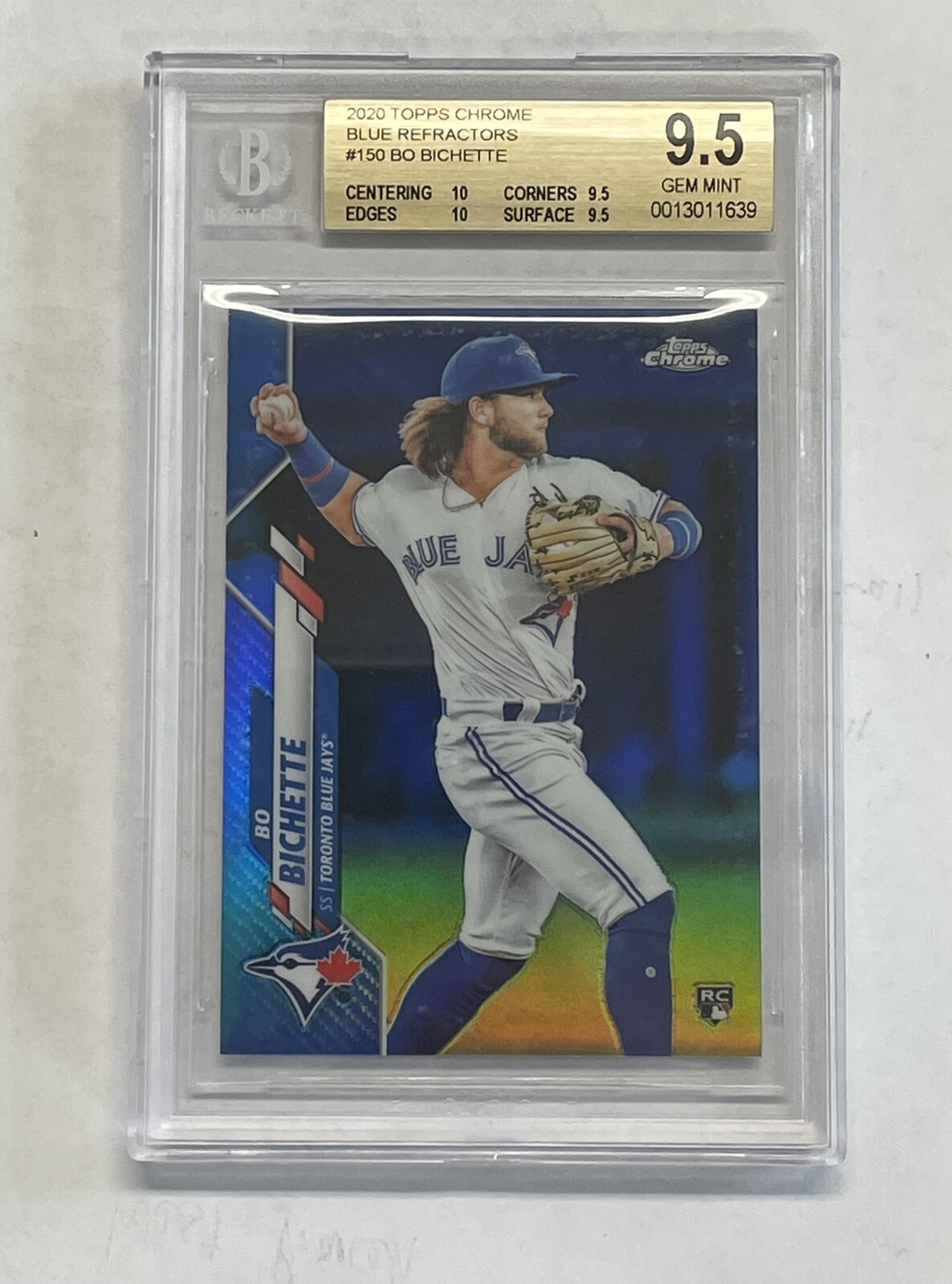 2020 Topps Chrome Bo Bichette Blue Refractor Rookie BGS 9.5 Gem Mint /150