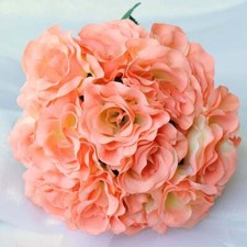 PEACH 12" tall Velvet Roses ARTIFICIAL FLOWERS Bouquet Wedding Party Decorations