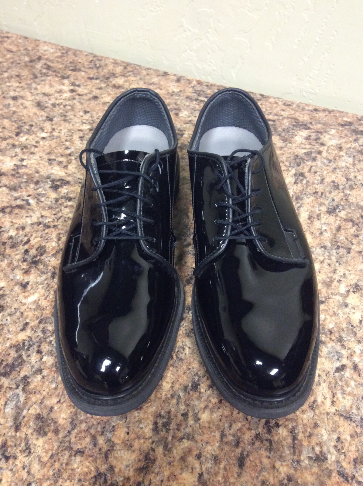 Men's Black High Gloss Military Uniform Dress Shoes B… Gem