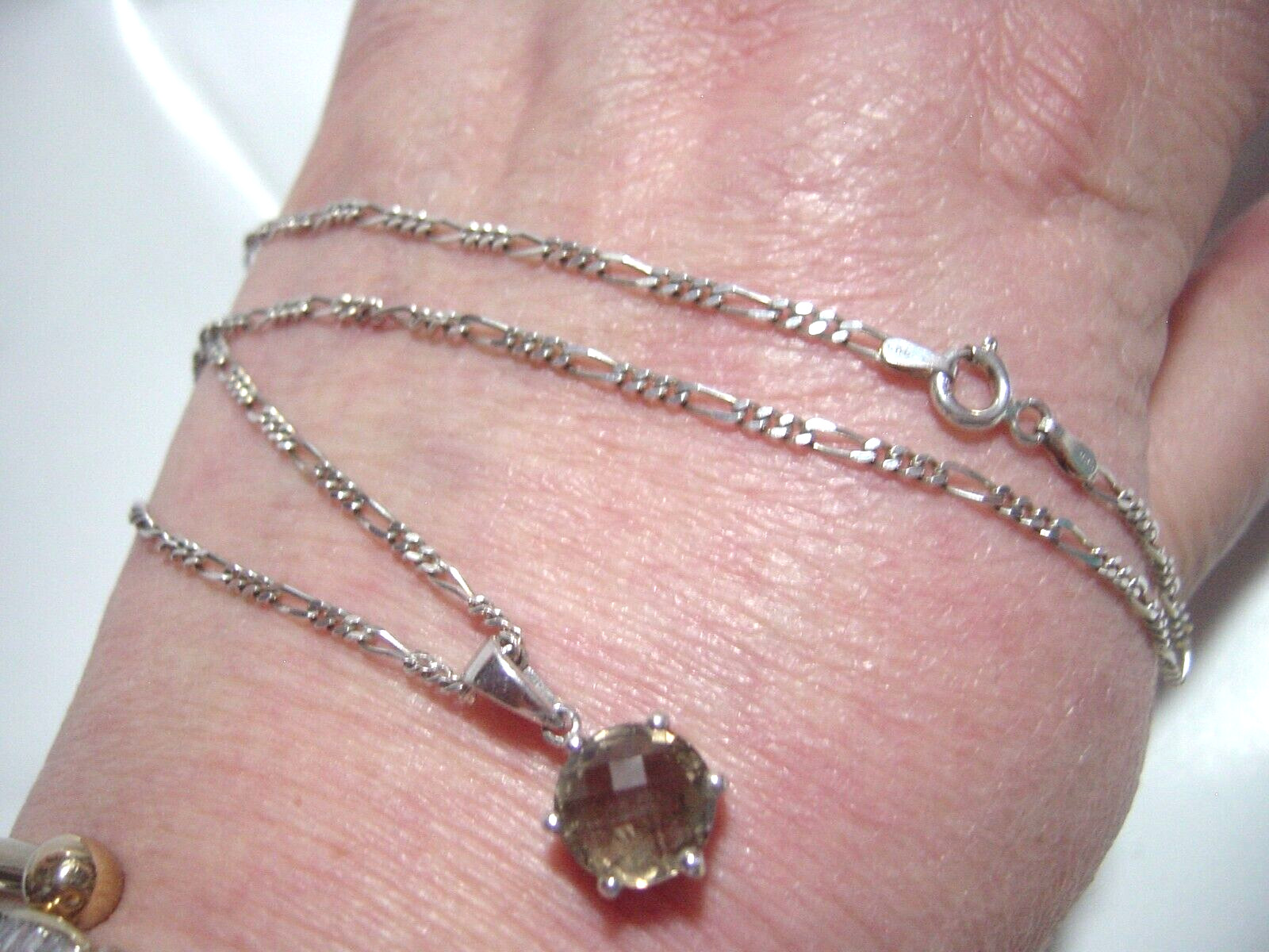 Solid Silver 16" figaro Chain & superb checkerboa… - image 10