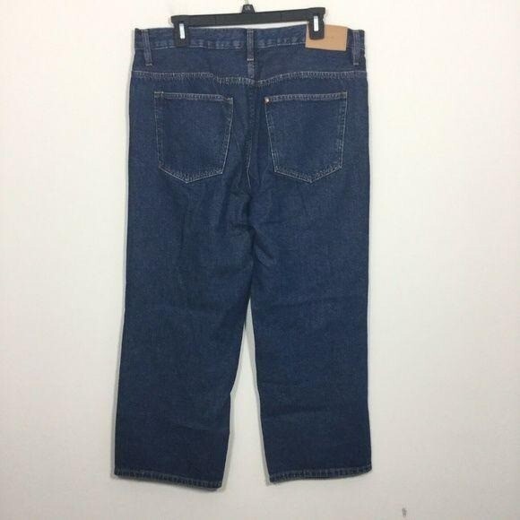 H&M &Denim Size M Unisex Uni Jean 4 Ankle Length Button Fly Straight Wide Jeans thumbnail 2