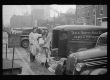 8" x 10" Photo Unloading Meat in Wholesale District,Omaha,Nebraska,NE