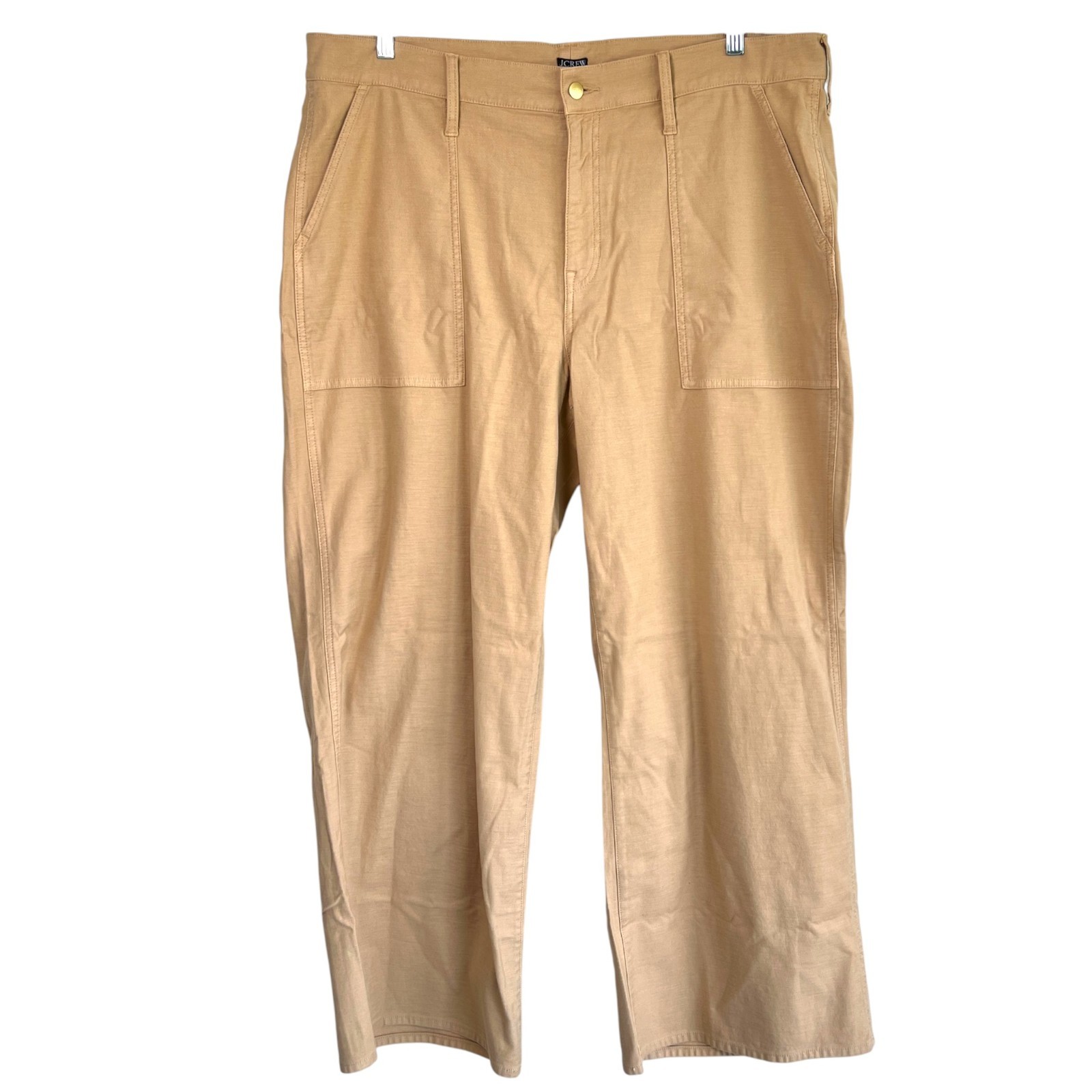 J Crew Womens Camp-Pocket Wide-Leg Pant Sunkissed Khaki Size 35 Preppy Work NWT