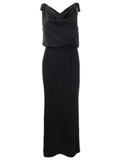 Adrianna Papell Women's Blouson Cowlneck Gown (2, Black)