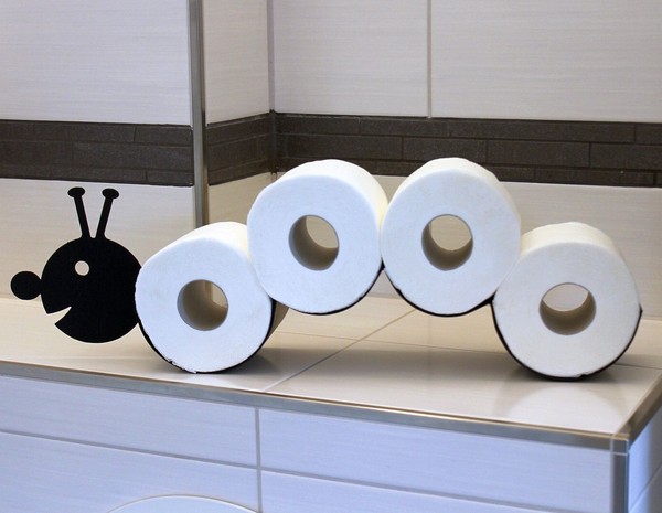 Toilettenpapierhalter Raupe Wc Ersatzrollenhalter Wandmontage Schwarz Metall-image