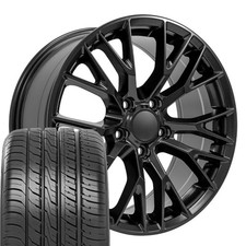 5734 Satin Black 18 Inch Rims Tires Fit Camaro C4 Corvette - C7 Z06 Style