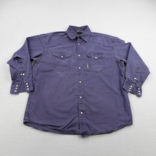 Rasco FR Shirt Mens XL Blue Flame Resistant Western Pearl Snap Distressed Cat 2