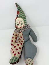 Vintage Clown Doll Celluloid Face Plush Quilt Body Creepy Side Eye Carnival Pros