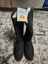 Cat  Jack Girls Sz 2 Faux Suede  Fur Black Boots New W/ Tags Zip Up