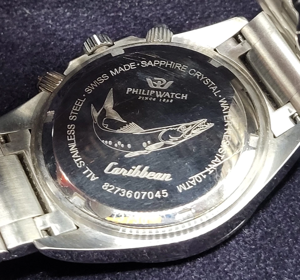 Swiss Philip Watch Caribbean 45mm Men Analog Diver's Watch 100M WR Leather Box - Image 4 of 4