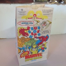 Vintage 1996 McDonald's Marvel Super Heroes Happy Meal Bag X-Men FF Spider-Man