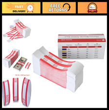 1000 Self-Sealing Currency Straps Bill Wrappers - Red 500 Money Bands, 7.5"x1.1