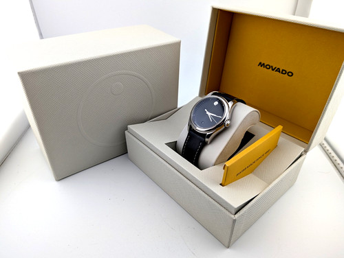 Movado Men's Sportivo SS W/Black Dial & Leather Strap Model #:27.1.14.1132