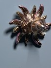 Vintage Pink Enamel Flower Rhinestone Faux Pearl Stud Earrings Gold Tone — photo 8