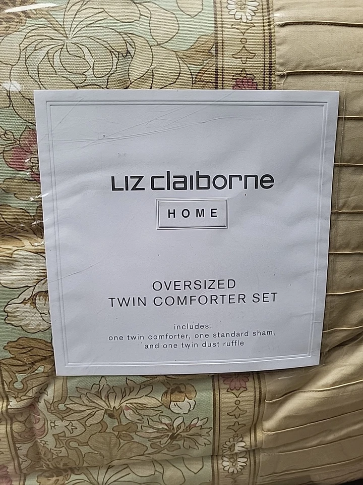Vintage Liz Claiborne Patrice Twin Comforter vintage Floral Beige Pink BRAND NEW - Image 2 of 4