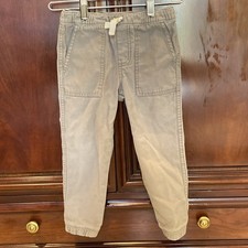 Boy s Pants, 4, Grey Twill, Elastic Waist Cuffs, Pockets, Excellent Condition