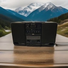 Sharp Vintage CD Dual Cassette Boombox WQ-CH600 Tested Working