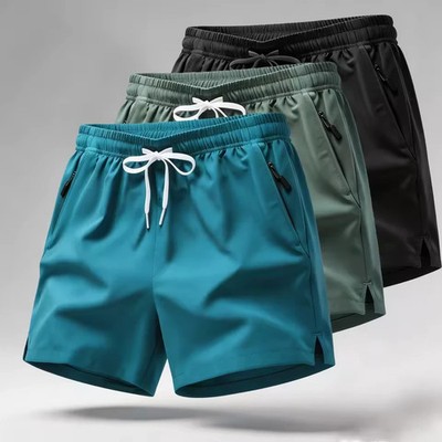 Men s Quick Dry Running Shorts Drawstring Gym Workout Shorts Zip Pocket