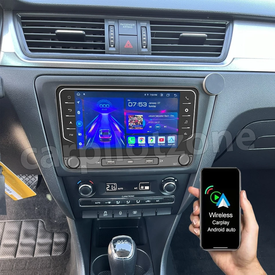 7" For Skoda Rapid 2012-2015 Head Unit 64GB CarPlay Android 14 Radio Mirror Link - Image 2 of 4