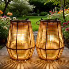 2PCS Solar Lanterns Hanging Outdoor Waterproof, Solar Lanterns Outdoor Decor