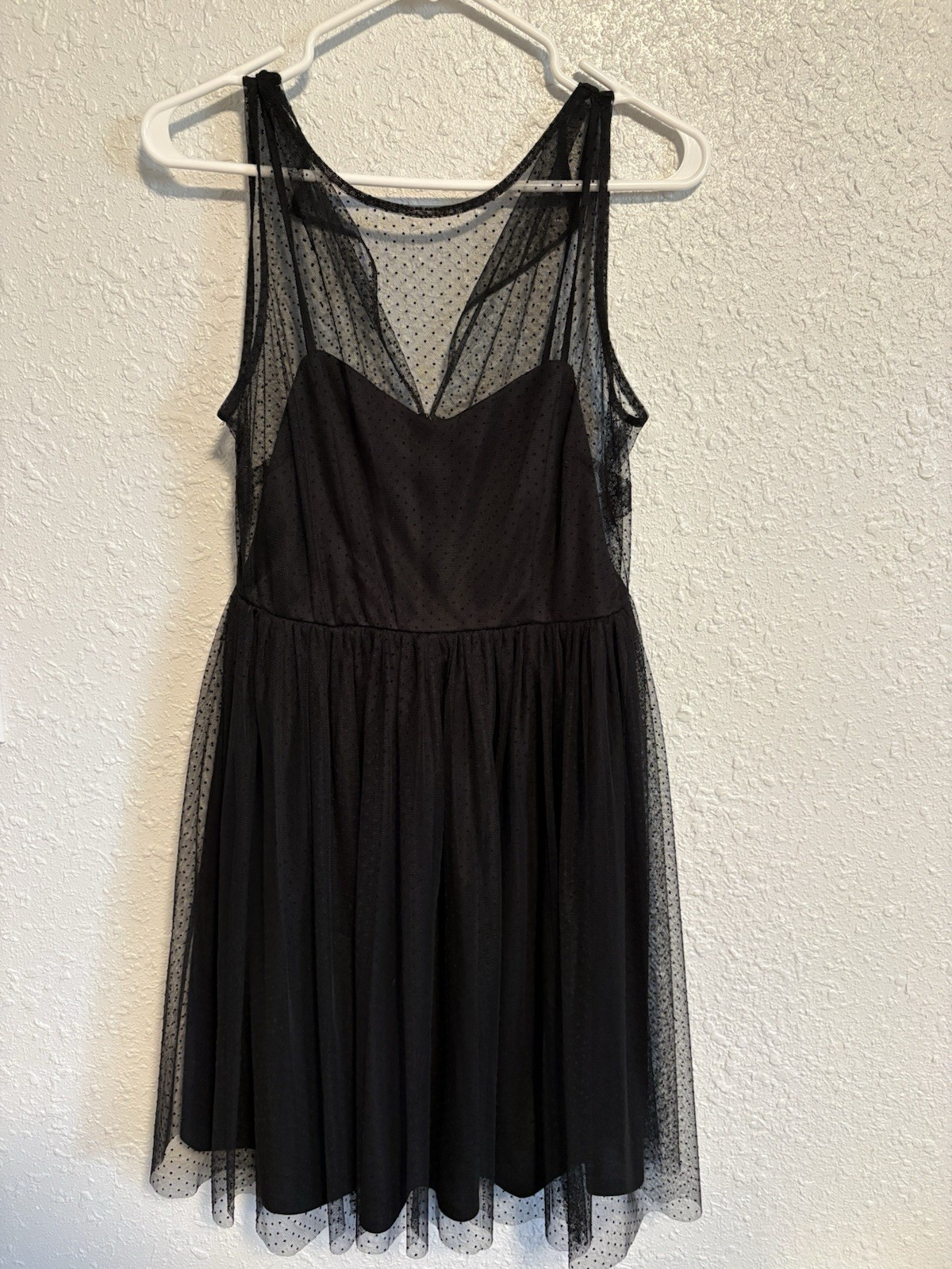 LC Lauren Conrad Black Polka Dot Mesh Fit & Flare Dress Size 4