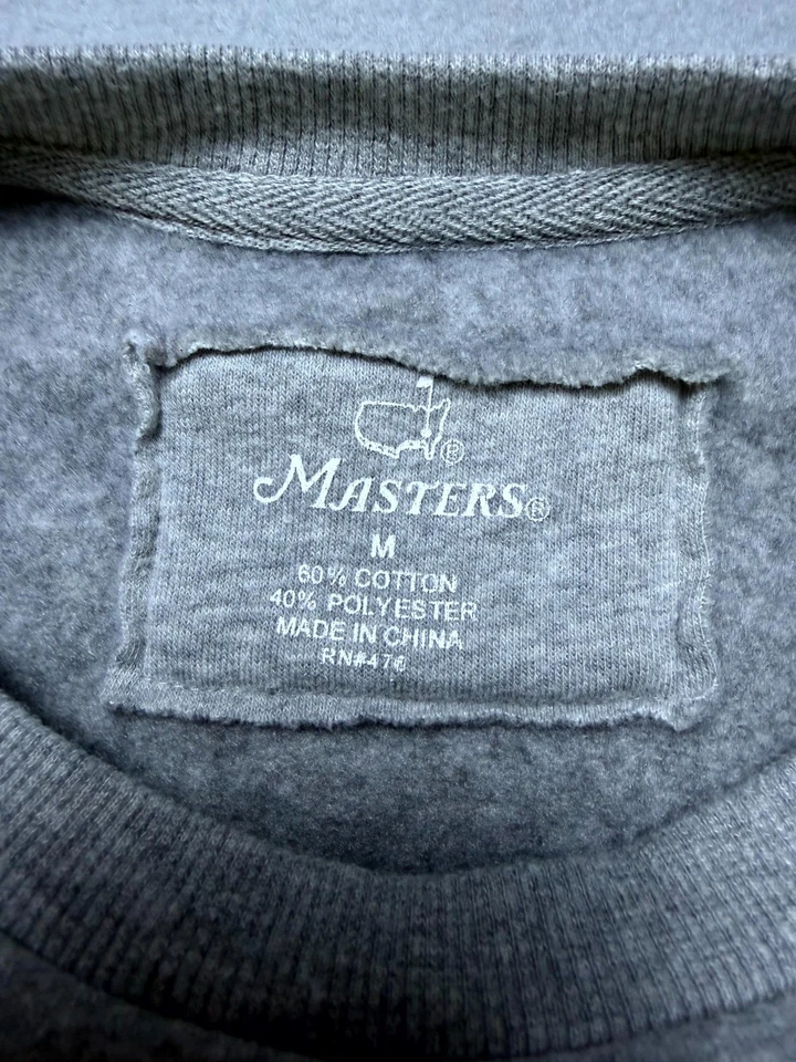 Moletom masculino Masters Golf Tournament grande cinza lã manga longa gola redonda - Imagem 3 de 4