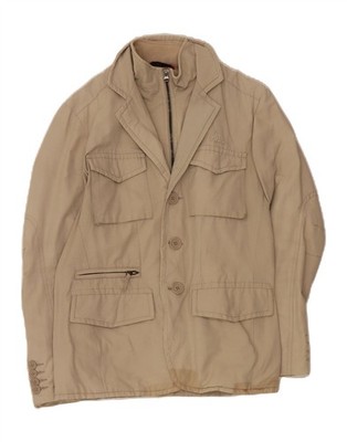 KAPPA Herren Windbreaker Jacke UK 38 Medium Beige Baumwolle DQ32