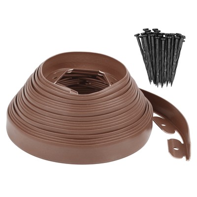 No-Dig Landscape Edging - Plastic with 36 Spikes 1 Set of 40Feet (Brown)