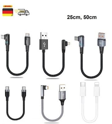 Typ C USB-C USB Kurz 90° Winkelkabel schnell Ladekabel für Samsung Handy