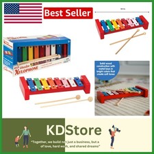Colorful Wooden Xylophone for Kids with Mallets  Embossed Metal Keys, 8 Note...