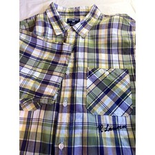 Polo Jeans Co Ralph Lauren Mens XL Plaid Short Sleeve Button Down Shirt Green