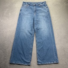American Eagle Super High Rise Baggy Wide Leg Jeans Womens 12 Regular Blue Wash