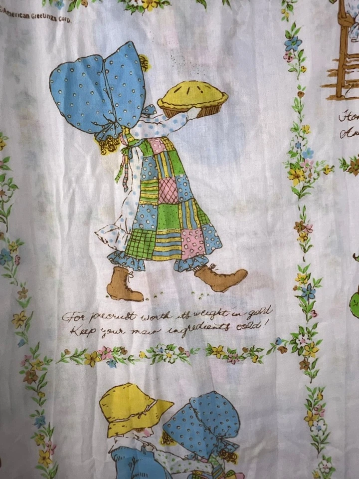 Sábana plana completa vintage American Greetings Holly Hobbie 80x77 patchwork pradera Foto 3 de 3