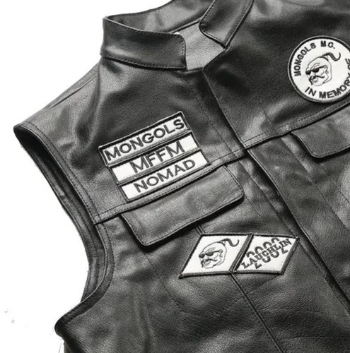 Mongols Nomad MC Chaleco de Cuero Para Hombre Outlaw Motociclista Motocicleta Club Parche Trasero - Imagen 7 de 9