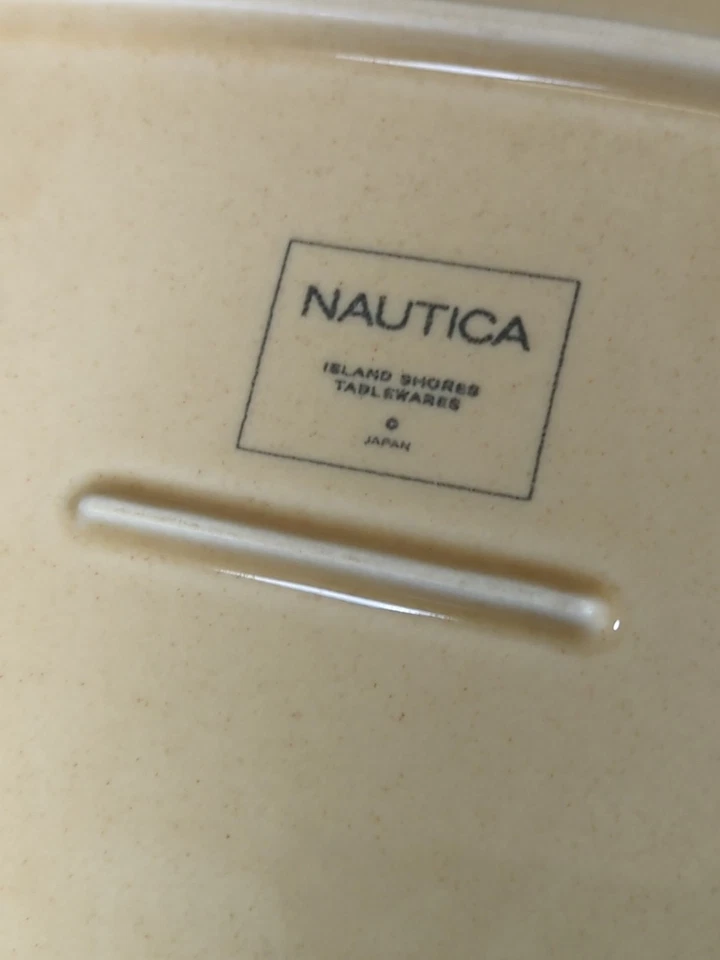 Bandeja para platos Nautica Shores rectangular marrón tostado gres cerámica 14,5x8" Foto 4 de 4
