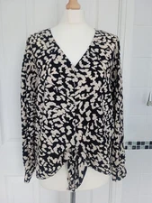 Ladies Size 14 - 16 Leopard Animal Print Blouse Batwing Top Primark Relaxed Fit 
