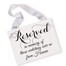 Memorial Wedding Chair Sign for Ceremony, Reserved for Those Watching Over Fr...